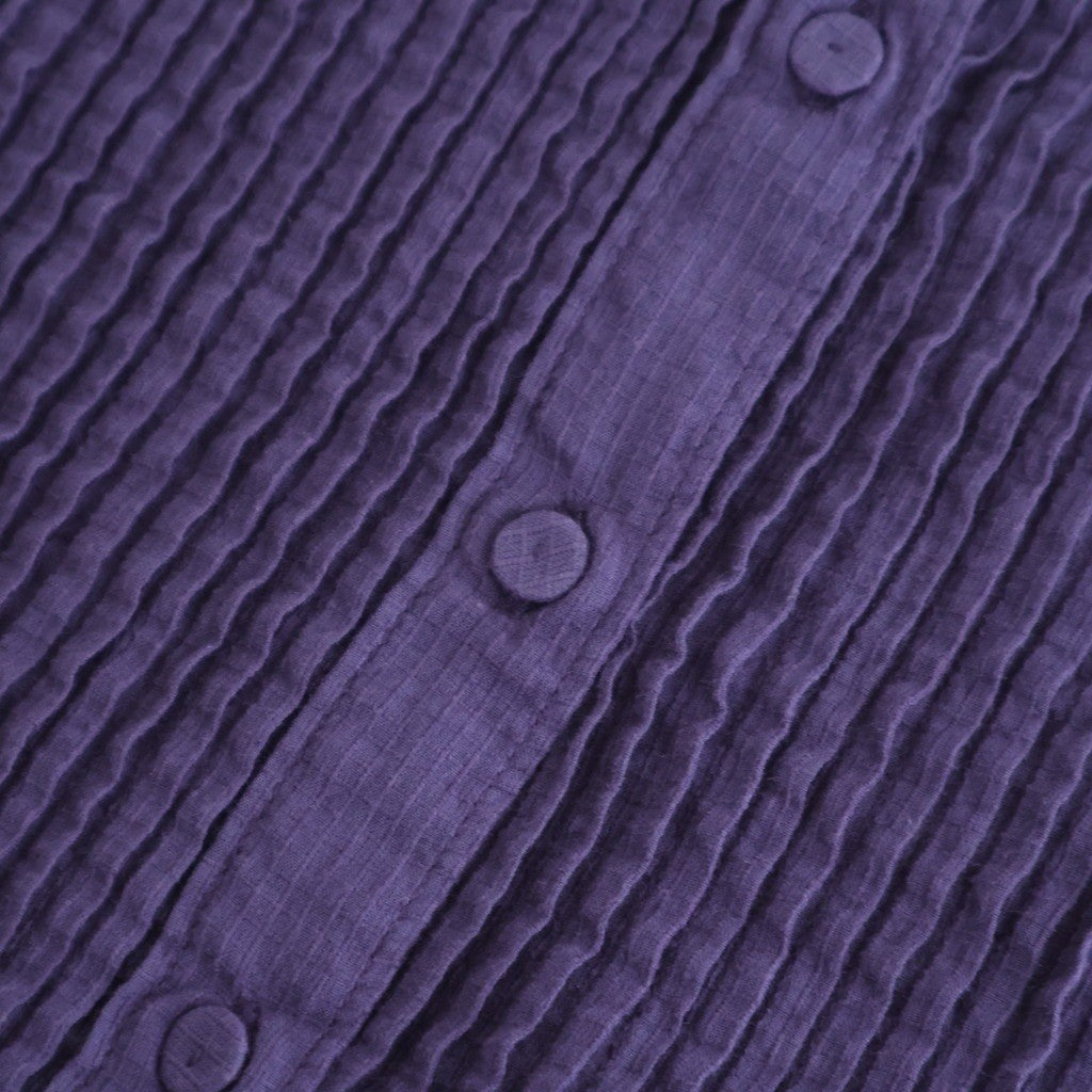 80s ORGANIC MICRO CHECK OVERDYE CREW-NECK BUTTON SHIRT MAXI DRESS WITH MINI PINTUCK #2813 PURPLE (D.PURPLE) [NMDS26234D]