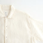AUTO LOOM LINEN/COTTON PLAIN OVERDYE OPEN COLLAR S/SL SHIRTS #9000 WHITE(WASHED) [IMDSH2612LCD]