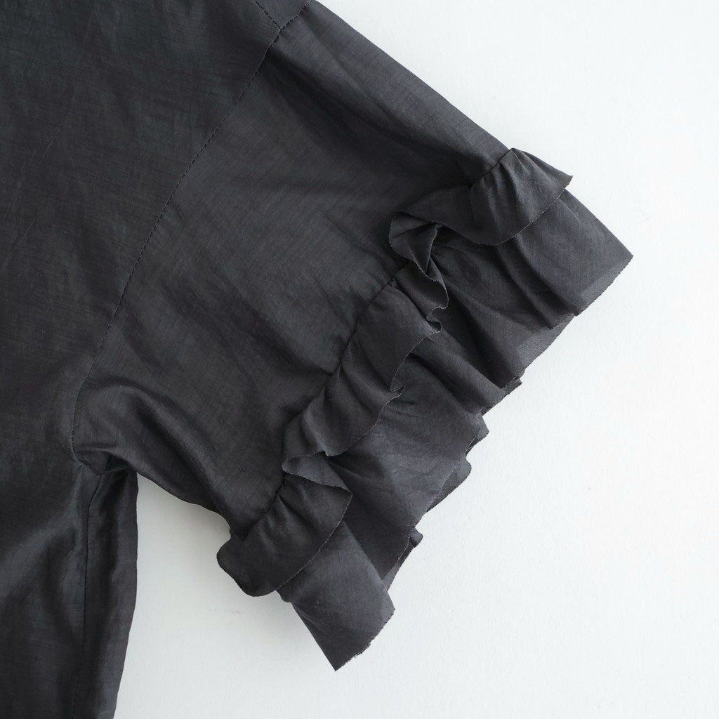 葉影のリズム：Frilled sleeves blouse #earth charcoal [11261-02307]