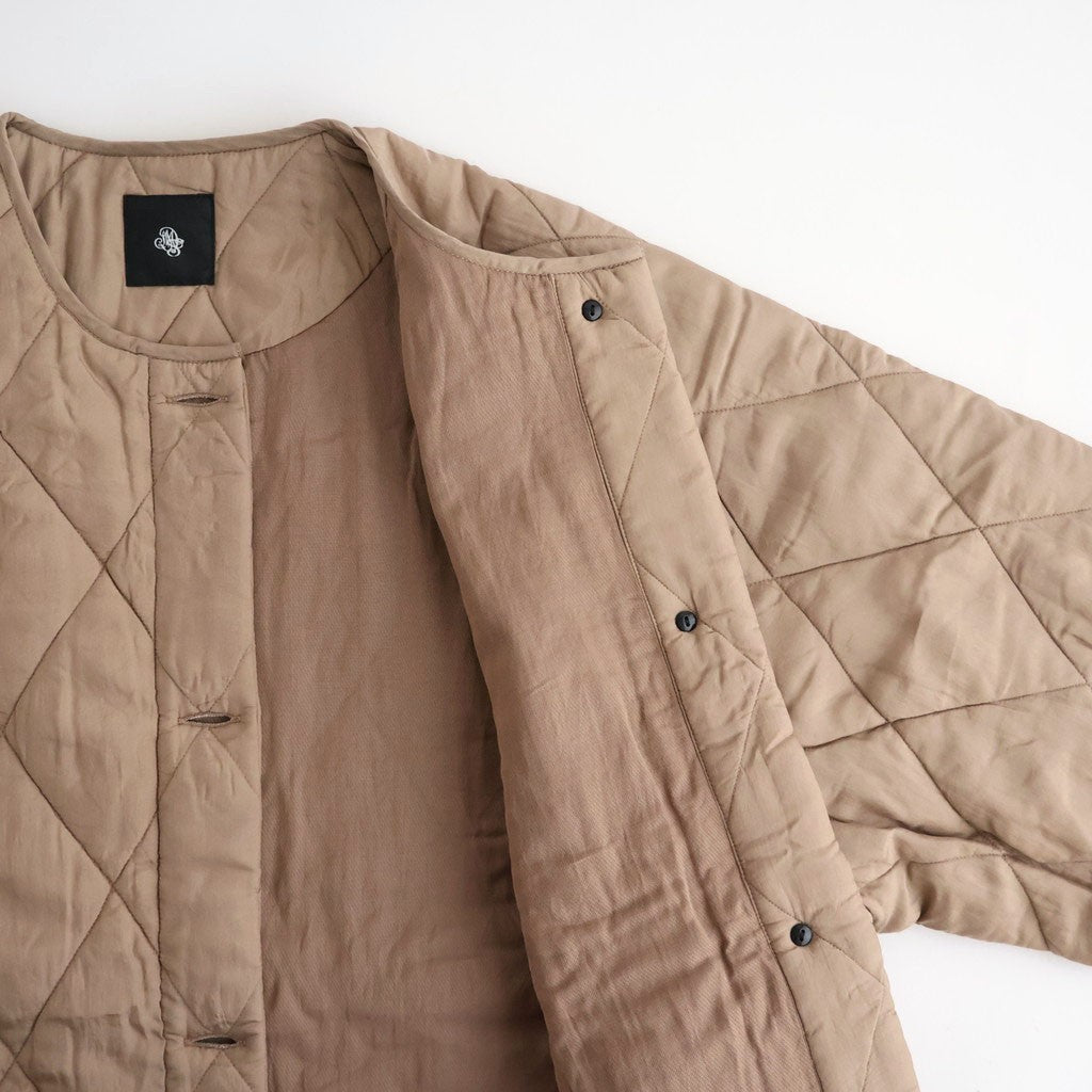 BANGALORE SILK PLAIN PADDED C-NECK SHORT COAT #8400 DK BEIGE [NMDS26551]