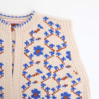 Panier de fleurs no sleeve cardigan #blue [mdm02-11]