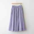 HANDWOVEN COTTON/SILK SMALL GINGHAM CHECK GATHERED SKIRT #2891 PURPLE(OFF.WHITE×PURPLE) [INMDS26026]