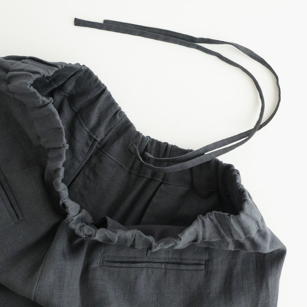 40s FRENCH LINEN DYED CANVAS 2TUCK TAPERED EASY PANTS #9800 CHARCOAL [GNMDS2501FL]