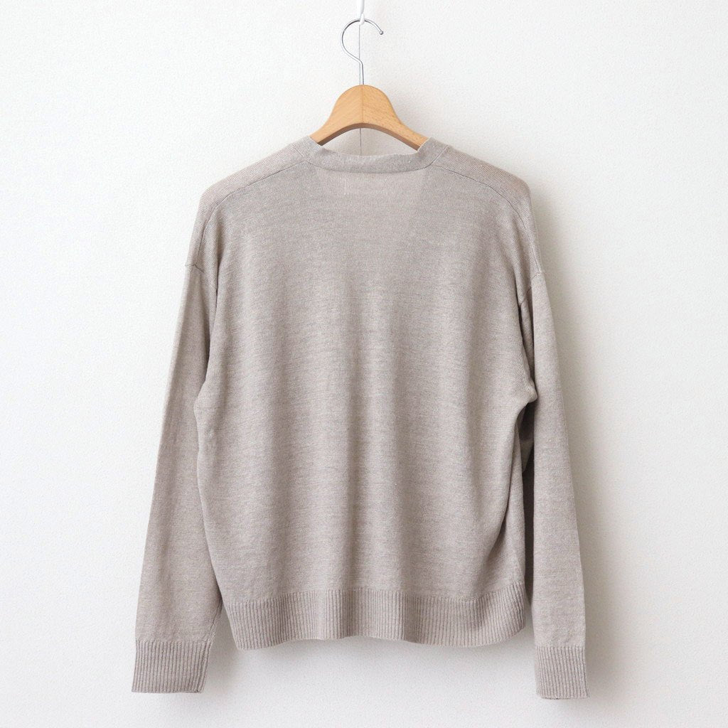 12GG 1PLY LINEN PLAIN V-NECK 1 BUTTON CARDIGAN #8200 LINEN [GNSL23302]