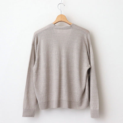 12GG 1PLY LINEN PLAIN V-NECK 1 BUTTON CARDIGAN #8200 LINEN [GNSL23302]
