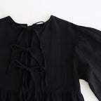 cotton linen powder dress #black [1559-007]