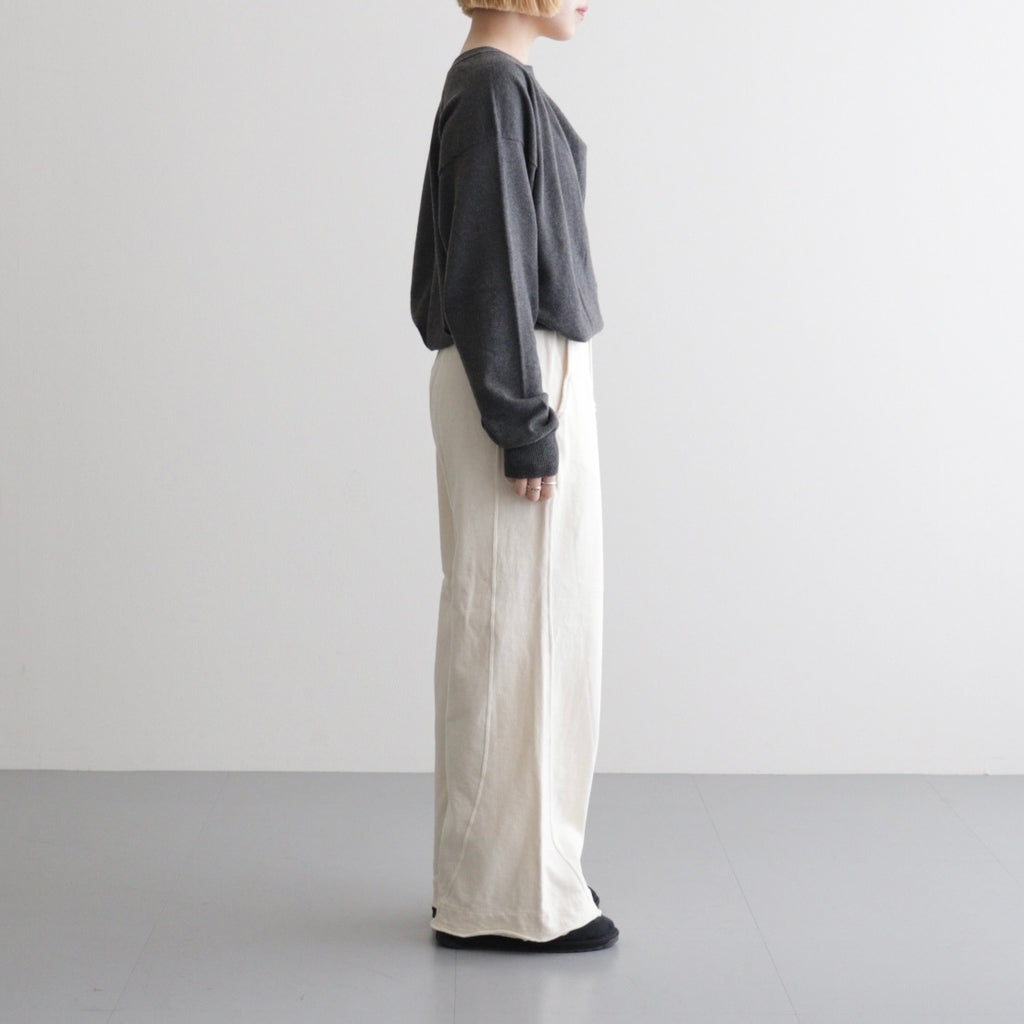 cotton open-end yarn terry wide sweat pants #off white [WXSP-UW120]