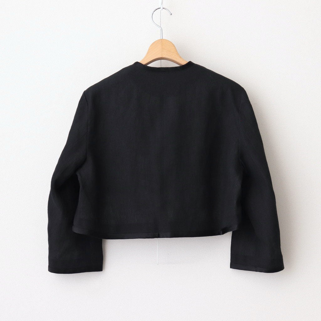 DENSELY LINEN TRIMING BOLERO #Black [no.7311]