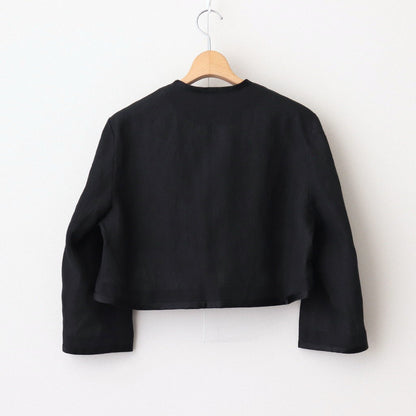 DENSELY LINEN TRIMING BOLERO #Black [no.7311]