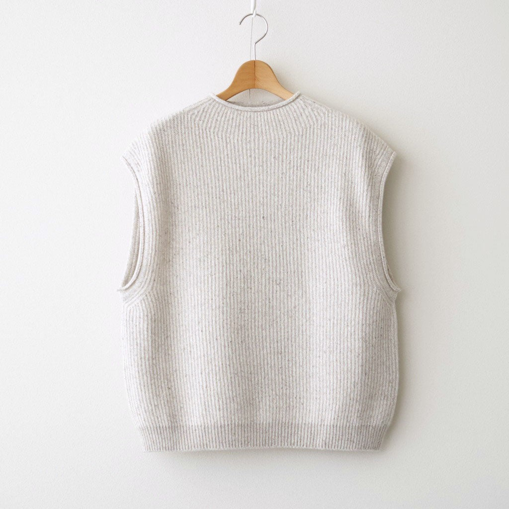 woolen cotton & silk nep wool tweed-knit vest #grayge tweed [WXFL-UW125]