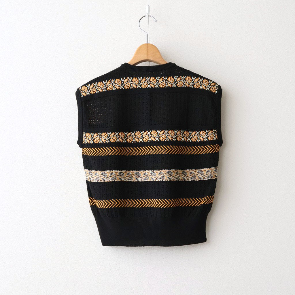Flower Jacquard Knit Vest #Black [261806]