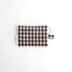 FLAT POUCH MINI #GINGHAM BROWN [TMB-2352A]