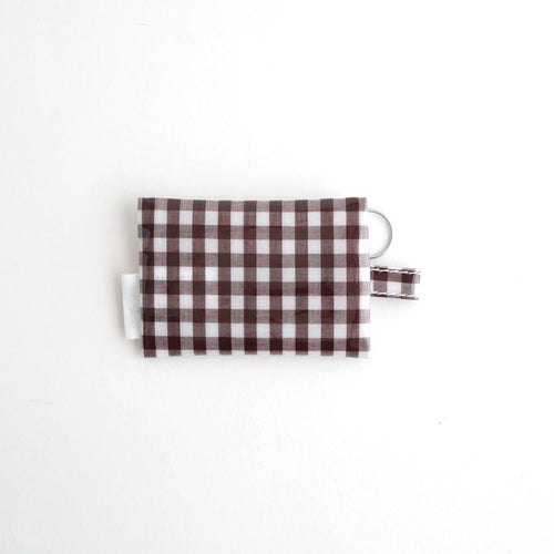 FLAT POUCH MINI #GINGHAM BROWN [TMB-2352A]