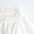 60s COTTON CAMBRIC PLAIN WITH LACE LACE & STRING COLLAR GATHERED SHIRT #9000 WHITE [NSL26552]