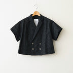 ⼼の花苑 Open-collar cropped overshirt #black [TLF-226-SH007-ec]