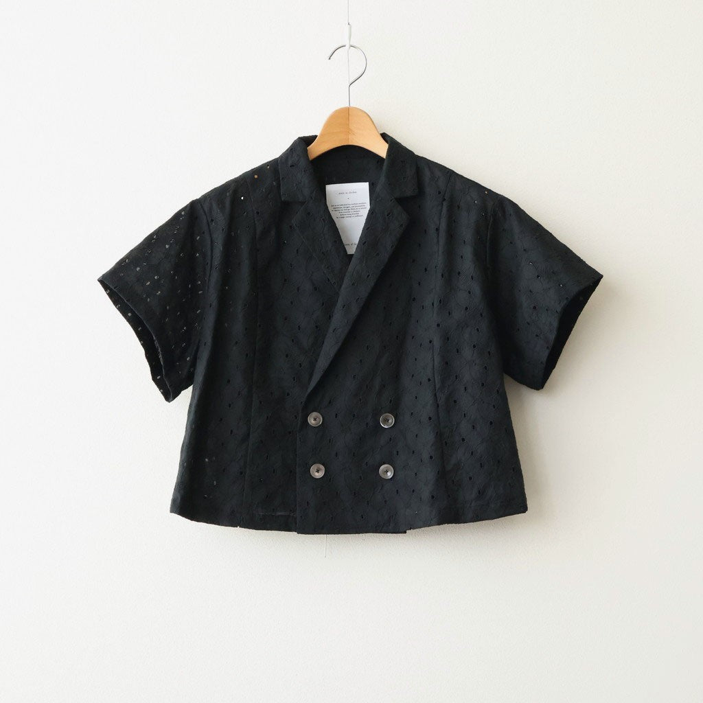 ⼼の花苑 Open-collar cropped overshirt #black [TLF-226-SH007-ec]