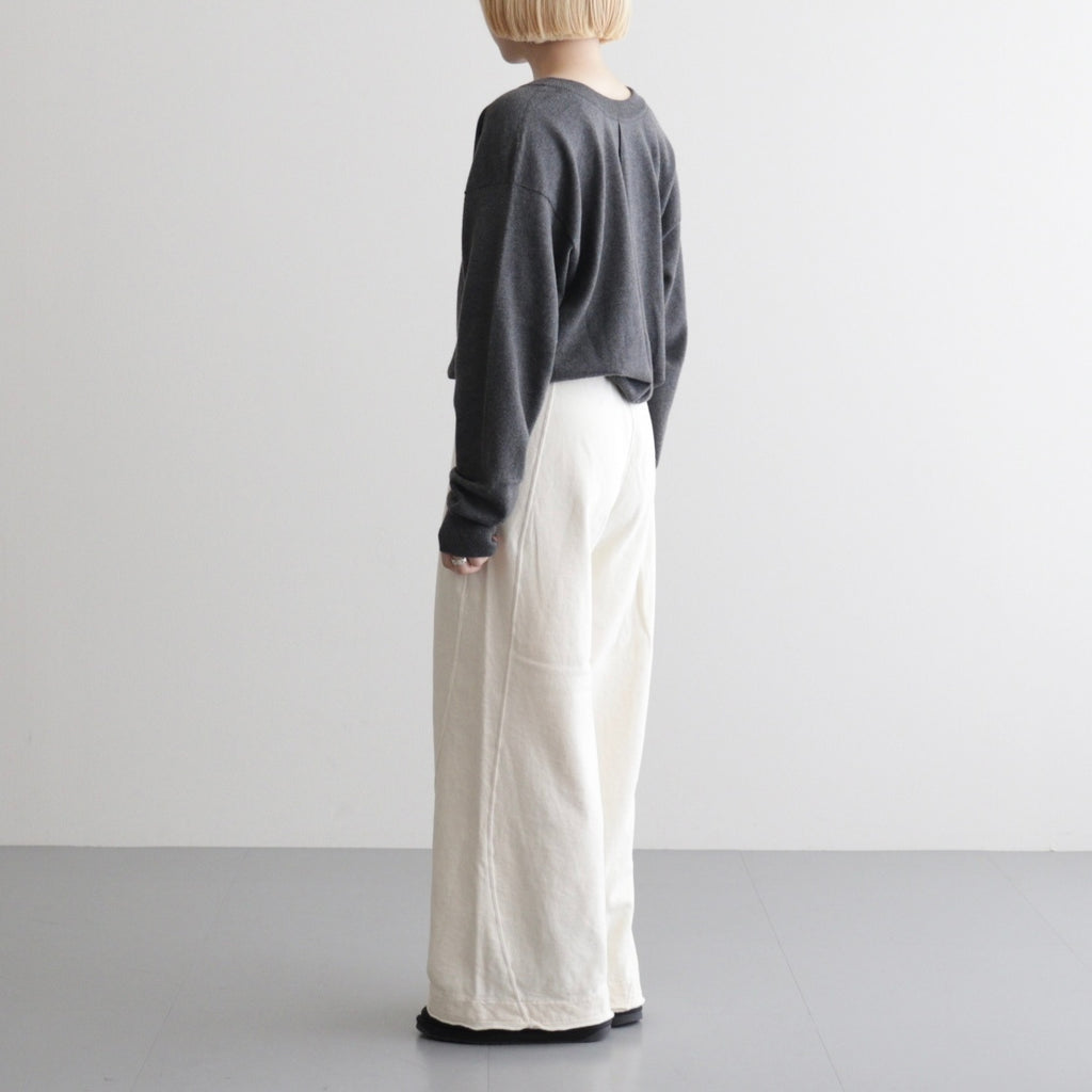 cotton open-end yarn terry wide sweat pants #off white [WXSP-UW120]