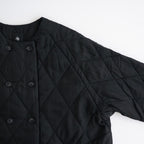 BANGALORE SILK PLAIN PADDED NO COLLAR DOUBLE COAT #9900 BLACK [NMDS26552]