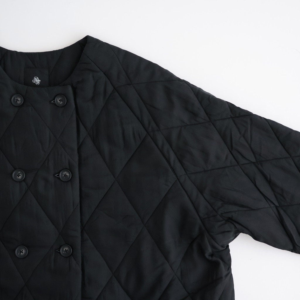 BANGALORE SILK PLAIN PADDED NO COLLAR DOUBLE COAT #9900 BLACK [NMDS26552]