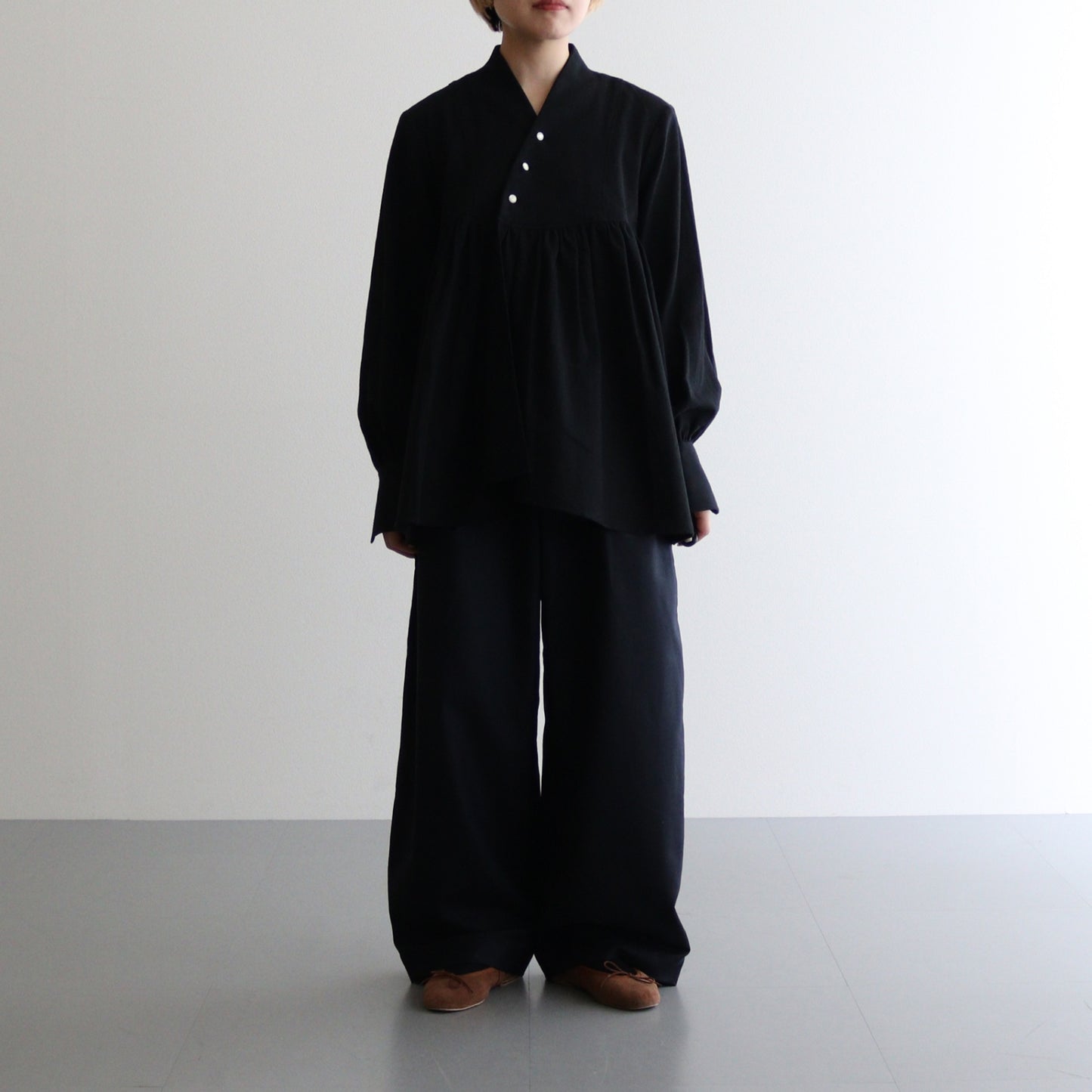 HW wide trousers #Navy [242505]