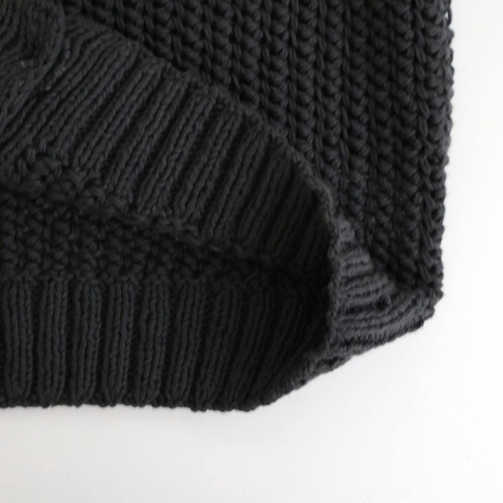 ネパール手編みKNIT クルーネックカーディガン #007 チャコール [PA260KN024]