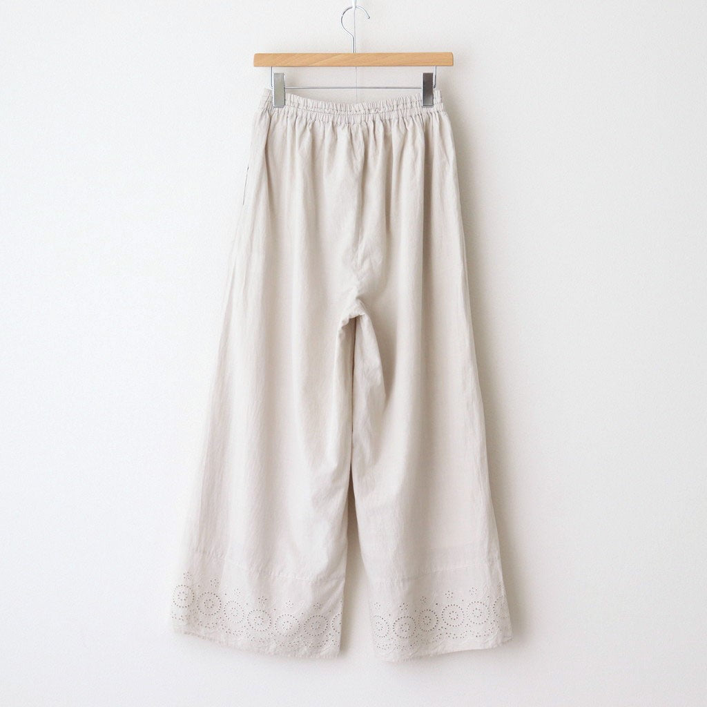 80s VOILE PLAIN WITH CUT WORK LACE EASY PANTS #8200 LT.BEIGE [INSL23224]