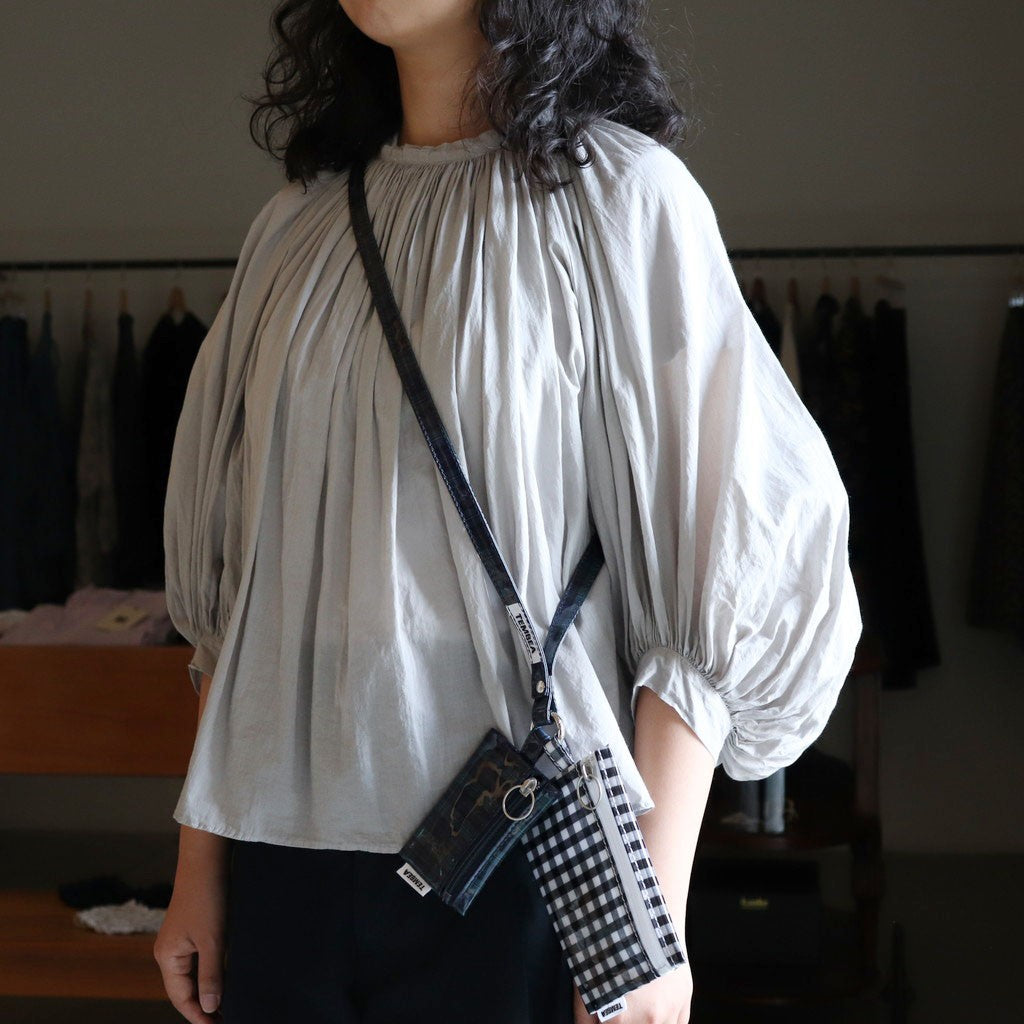 FLAT POUCH SMALL #GINGHAM BLACK [TMB-2310N]