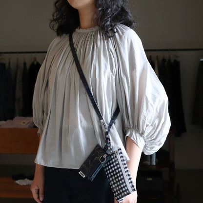 FLAT POUCH SMALL #GINGHAM BLACK [TMB-2310N]