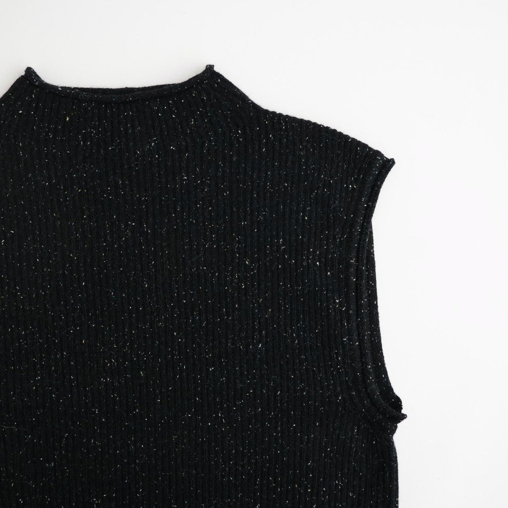 woolen cotton & silk nep wool tweed-knit vest #black tweed [WXFL-UW125]