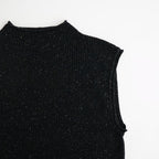 woolen cotton & silk nep wool tweed-knit vest #black tweed [WXFL-UW125]
