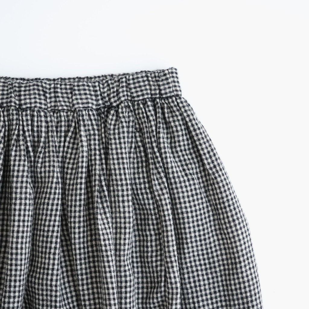 BOILE WOOL SMALL GINGHAM CHECK GATHERED SKIRT WITH LINING #9981 BLK (BLACK/ECRU SAND CHECK) [NMDS26585]