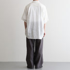 AUTO LOOM LINEN/COTTON PLAIN OVERDYE OPEN COLLAR S/SL SHIRTS #9000 WHITE(WASHED) [IMDSH2612LCD]