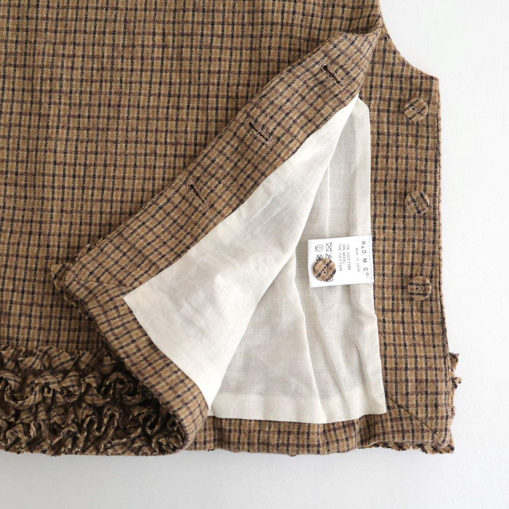 C/W FRILL DECORATION BUTTON BIB #Check [no.7698]