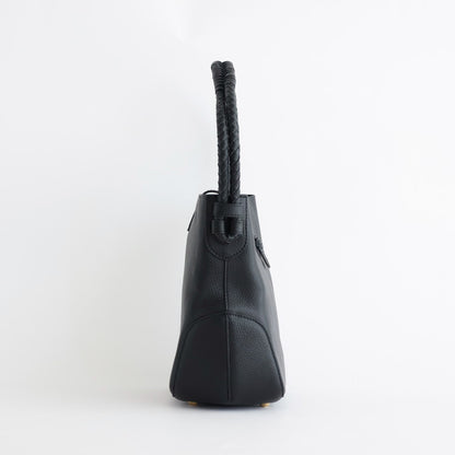 GRAINED LEATHER ONE HANDLE BAG #9900 BLACK [SVMDS2551F]