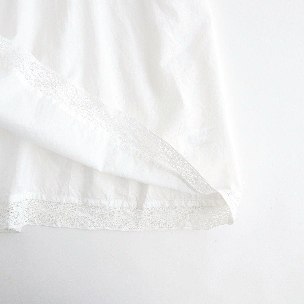 60s COTTON CAMBRIC PLAIN WITH LACE LACE & STRING COLLAR GATHERED SHIRT #9000 WHITE [NSL26552]