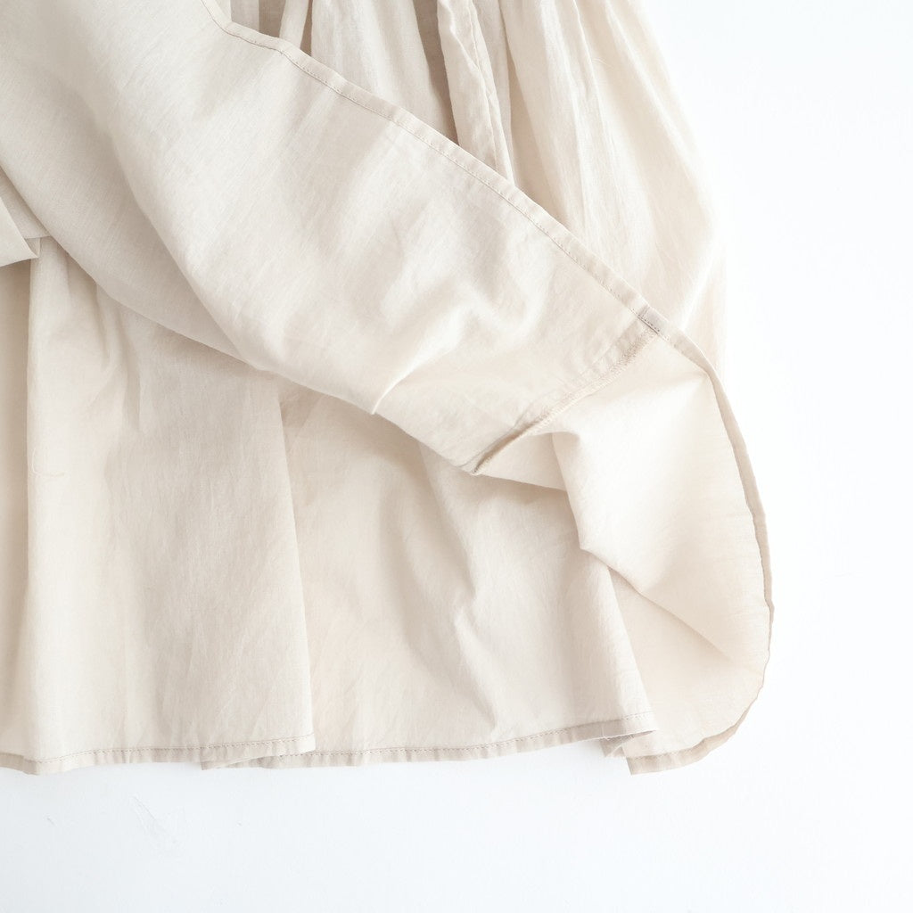 80s ORGANIC COTTON VOILE CREW-NECK HALF/SLEEVE DRESS WITH MINI PINTUCK #8200 BEIGE (MILKY BEIGE) [NMDS26243]