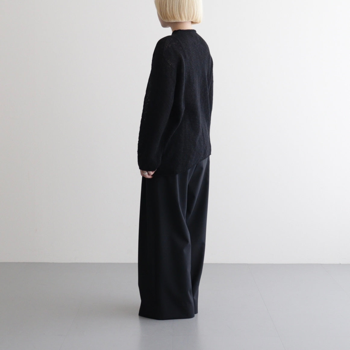 cotton & silk slub yarn bottle-neck P/O #black [WXSP-UW125]