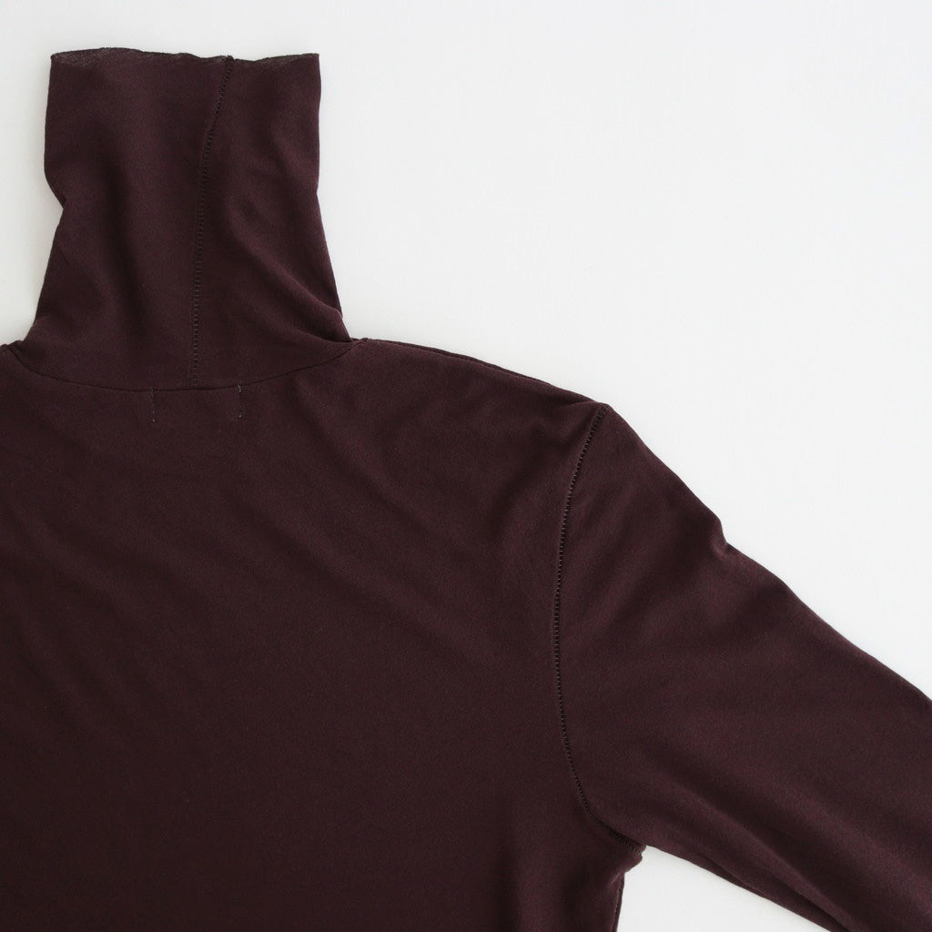 high twist cotton sheer jersey turtle-neck Tee #dark brown [WVFL-UW104]