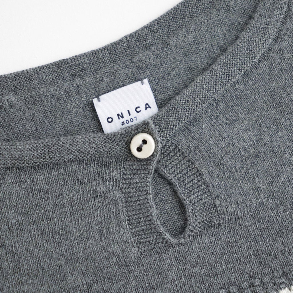Stripe Long-sleeved Tee #Grey x Ecru [Oni068]