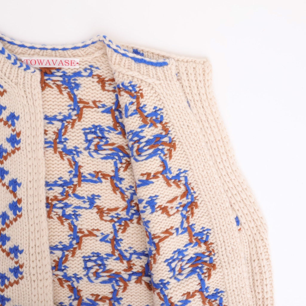 Panier de fleurs no sleeve cardigan #blue [mdm02-11]
