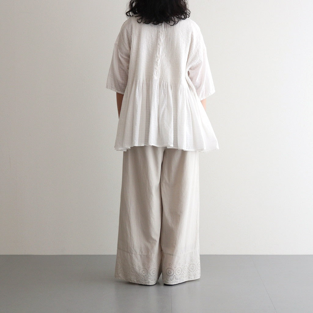 80s VOILE PLAIN WITH CUT WORK LACE EASY PANTS #8200 LT.BEIGE [INSL23224]