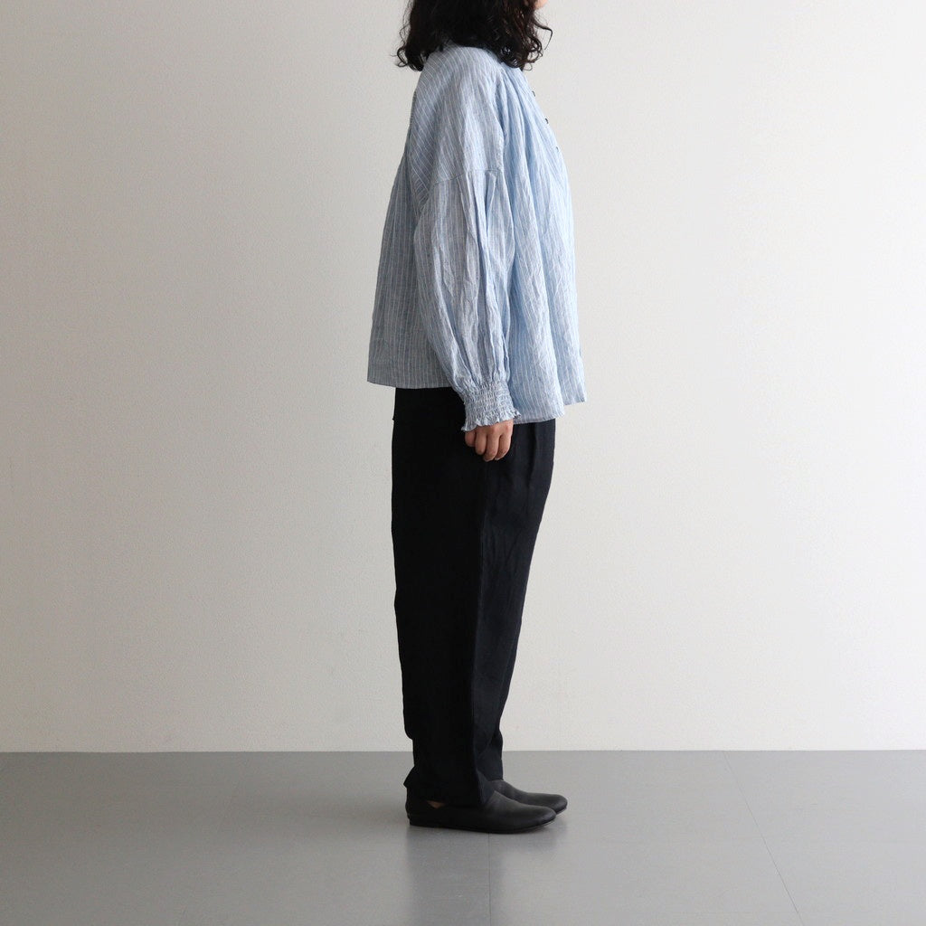 Linen stripe shirring BL #Blue linen stripe [UT241BL045]