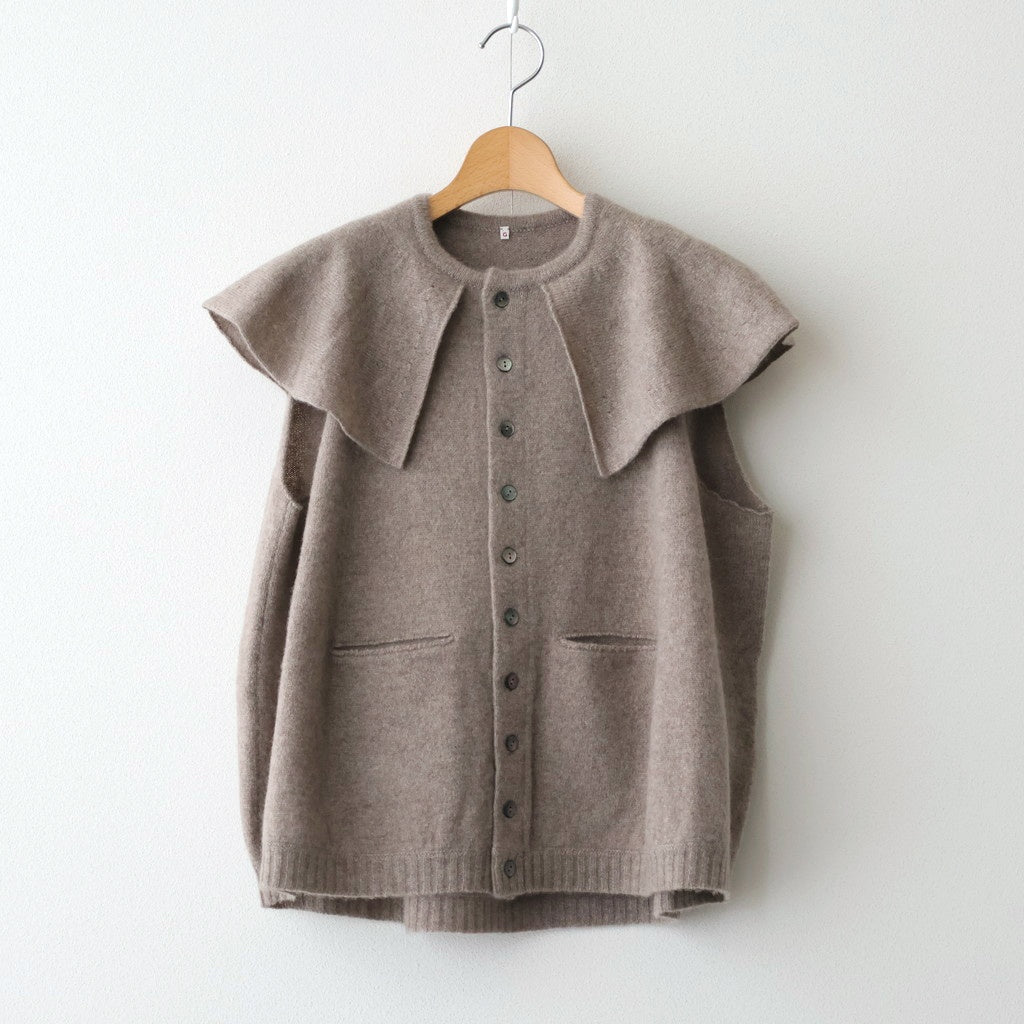 静寂：Knit cape vest #dark beige [13253-14106]