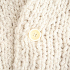 british super down slub felt yarn hand-knit cardigan #ecru [WXFL-UW127]
