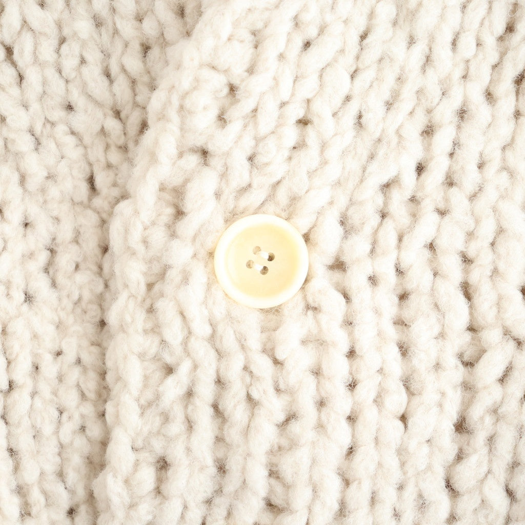 british super down slub felt yarn hand-knit cardigan #ecru [WXFL-UW127]