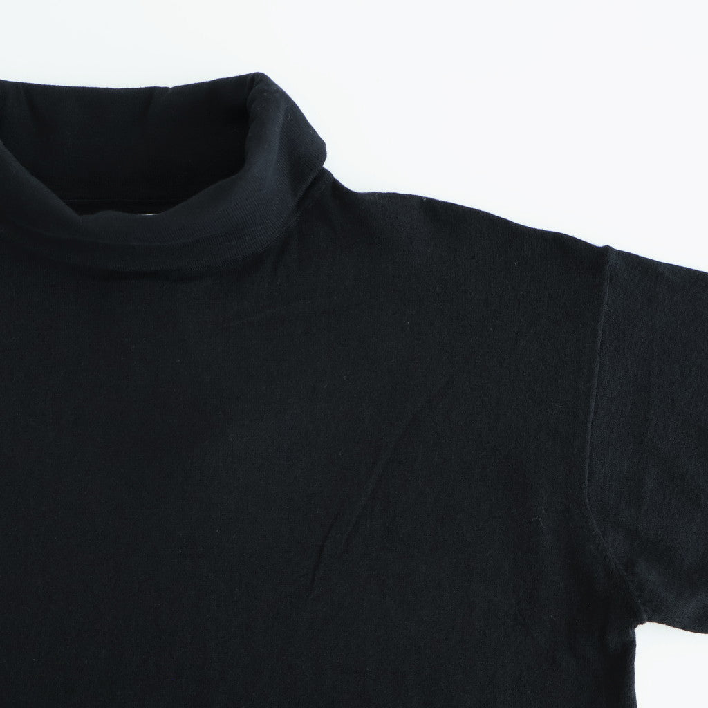 14GG 2PLY PLAIN STITCH COTTON/WOOL/CASHMERE TURTLE NECK PULLOVER #9900 BLACK [GNSL24541]