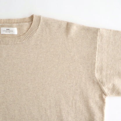 14GG 2PLY PLAIN STITCH COTTON/WOOL/CASHMER CREW-NECK PULLOVER #8100 NATURAL [GNSL24542]