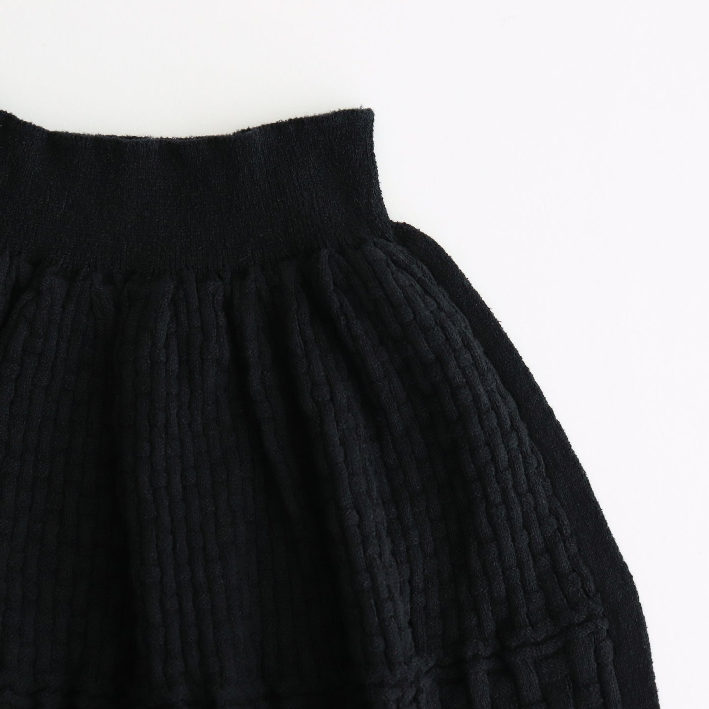 Cotton-boucle Basket Skirt #Black [oni052]