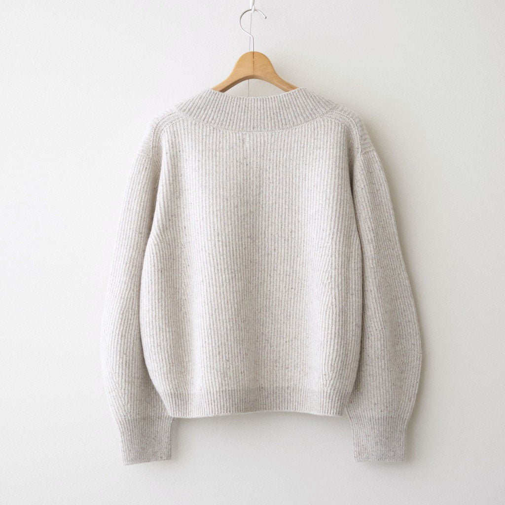 woolen cotton & silk nep wool tweed-knit P/O #grayge tweed [WXFL-UW124]