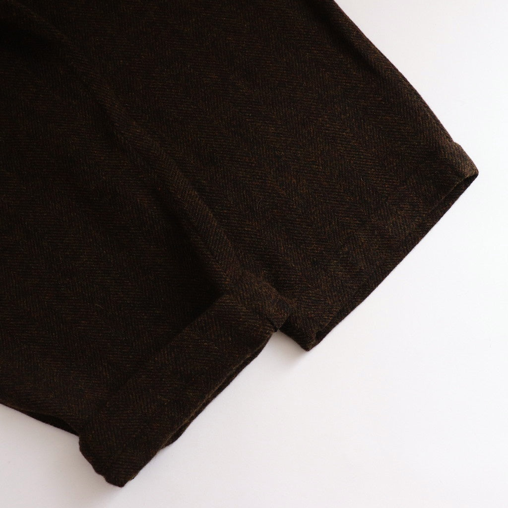 Bishu original wool herringbone tuck pants #brown herringbone [TS243PT099]